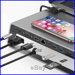 Silver USB-C to HDMI VGA Card Reader 11in1 Dock Station Mount for MacBook AC2111