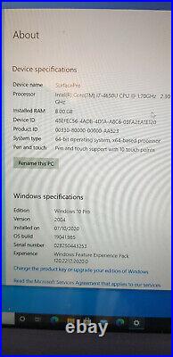 Surface Pro 2 Intel i7-4650U 8GB RAM 250GB SSD Win10 docking station & Pen