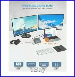 TOTU USB-C 4K Triple Display Docking Station with Charging Support for Windows