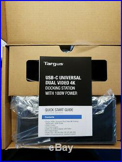 Targus DOCK190USZ USB-C Dual Video 4K Docking Station PC Mac FACTORY SEALED
