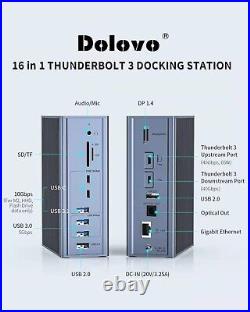 Thunderbolt 3 Docking Station Dual 4K 16 in 1 Universal Laptop Dock