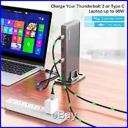 Thunderbolt 3 USB C Docking Station, Dual Monitor for Windows Laptop PC MacBook