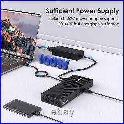 Triple 4K Display USB C Docking Station 100W Charging RJ45 10Gbps Data Transfer