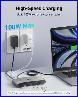 Triple Display 13in1 USB 3.2 C Docking Station Displaylink, 100W Charging Triple Display 13in1 USB 3.2 C Docking Station Displaylink, 100W Charging