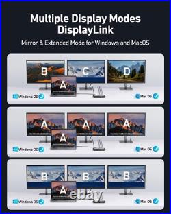Triple Display 13in1 USB 3.2 C Docking Station Displaylink, 100W Charging Triple Display 13in1 USB 3.2 C Docking Station Displaylink, 100W Charging