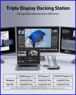 Triple Display 13in1 USB 3.2 C Docking Station Displaylink, 100W Charging Triple Display 13in1 USB 3.2 C Docking Station Displaylink, 100W Charging