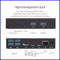 Type-C Docking Station 6 USB3.0-A PD RJ45 Gigabit Network HDMI 4K Expansion US