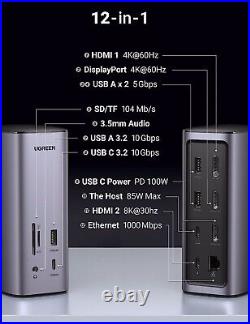 UGREEN Revodok USB C Docking Station 100W GaN Charger 12-in-1 8K Triple 4K