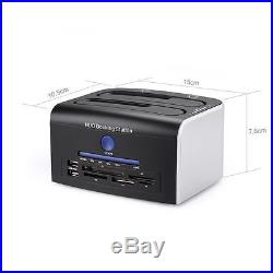 USB 3.0 Dual Bay 2.5 3.5 OTB HDD Hard Drive Card Reader USB Docking Station