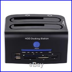 USB 3.0 Dual Bay HDD Docking Station SATA eSATA OTB Hard Drive Card Reader