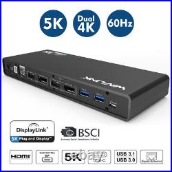 USB 3.0/USB C Docking Station 5K/Dual 4K @60Hz Video Outputs for Windows Mac