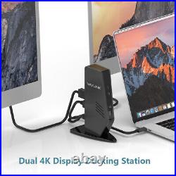 USB 3.0/USB C Dual 4K Display Docking Station 65W PD Charging for Windows MacOS
