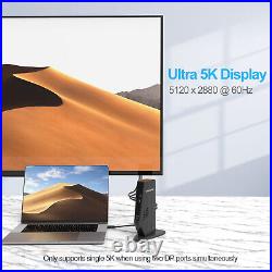 USB 3.0/USB C Dual 4K Display Docking Station 65W PD Charging for Windows MacOS