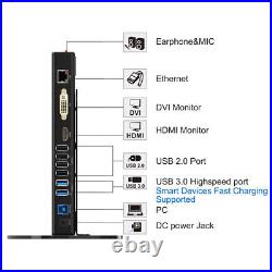 USB 3.0/USB C Universal Dual Display Docking Station Support DVI/VGA/HDMI