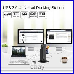 USB 3.0/USB C Universal Dual Display Docking Station Support DVI/VGA/HDMI