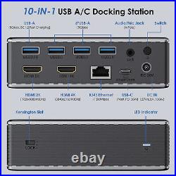 USB 3.0 Universal Docking Station Dual HDMI Monitor 100W Charging for M1/M2 Dell