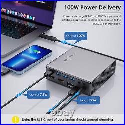 USB 3.0 Universal Docking Station Dual HDMI Monitor 100W Charging for M1/M2 Dell