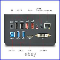USB 3.0 Universal Docking Station Dual Video Gigabit Ethernet for Windows Mac
