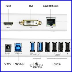 USB 3.0 Universal Laptop Docking Station Dual Monitor HDMI DVI VGA Gigabit