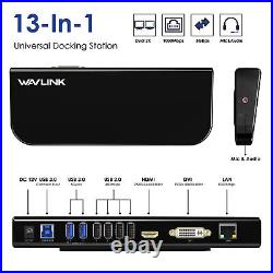 USB 3.0 and USB C Universal Laptop Docking Station Dual Monitor HDMI DVI VGA