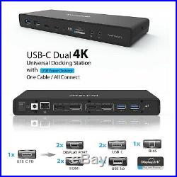 USB C 4K Docking Station with 60W Power Delivery Dual Display HDMI & DisplayPort