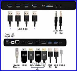 USB C 4K Docking Station with 60W Power Delivery Dual Display HDMI & DisplayPort