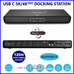 USB C 5K/4K Pro Dual Display Docking Station with 100w Laptop Power Delivery