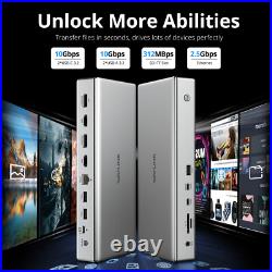 USB C DisplayLink Premium Docking Station 10K Quad 4K Display 100W Charging 2.5G