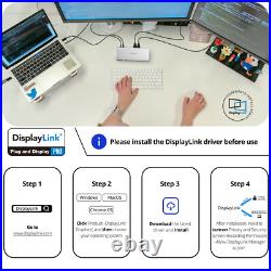 USB C DisplayLink Premium Docking Station 10K Quad 4K Display 100W Charging 2.5G