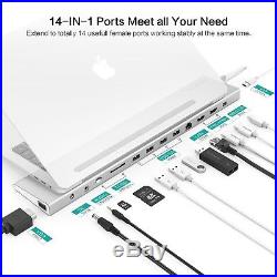 USB C Dock, UCOUSO 14-in-1 USB C Docking Station with Type C Port, 2 HDMI Port