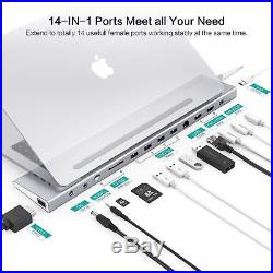 USB C Dock, UCOUSO 14-in-1 USB C Docking Station with Type C Power Delivery HDMI