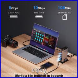 USB C Docking Station 3 Monitors 15-in-1 3HDMI 2DP 100W Charging RJ45 Audio/Mic USB C Docking Station 3 Monitors 15-in-1 3HDMI 2DP 100W Charging RJ45 Audio/Mic