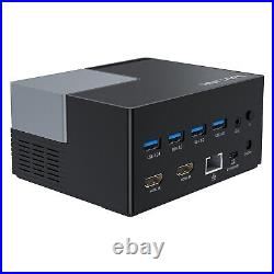 USB C Docking Station Dual Display 100W Power Delivery for Thunderbolt 3 & 4 Mac