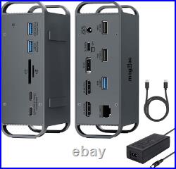 USB C Docking Station Dual Monitor, 15 in 1 Laptop Dock 3 Display 4K 60Hz
