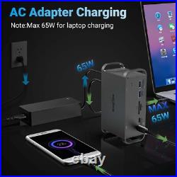 USB C Docking Station Dual Monitor, 15 in 1 Laptop Dock 3 Display 4K 60Hz