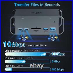 USB C Docking Station Dual Monitor, 15 in 1 Laptop Dock 3 Display 4K 60Hz