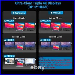 USB C Docking Station Dual Monitor, 15 in 1 Laptop Dock 3 Display 4K 60Hz