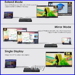 USB C Docking Station Dual Monitor 65W Charging 2HDMI DP USB3.0 for Windows Mac