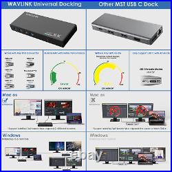 USB C Docking Station Dual Monitor 65W Charging 2 HDMI 2 DP 6 USB 3.0 1Gbps