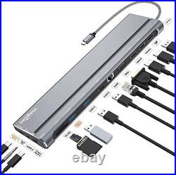 USB C Docking Station Dual Monitor, Laptop Dock with 3 USB 3.0, HDMI, DP, PD USB C Docking Station Dual Monitor, Laptop Dock with 3 USB 3.0, HDMI, DP, PD