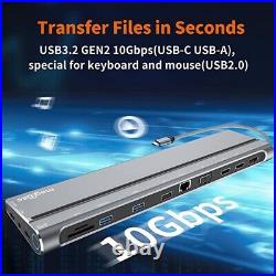 USB C Docking Station Dual Monitor, Laptop Dock with 3 USB 3.0, HDMI, DP, PD USB C Docking Station Dual Monitor, Laptop Dock with 3 USB 3.0, HDMI, DP, PD