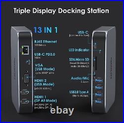USB C Docking Station Dual Monitor for M1 MacBook Pro/Air, 13 in 1 Laptop Dockin