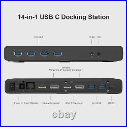USB C Docking Station Dual Monitor with 100W Power Adapter for Windows Mac Chrome