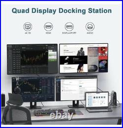 USB C Docking Station, QGeeM 4K Quadruple Display Laptop Docking Station Tripl
