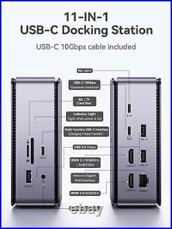 USB C Docking Station -QUUGE 11-in-1 Laptop Docking Station Dual Monitor 8K HDMI
