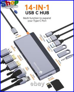 USB C Docking Station Quad Display, 14-In-1 Laptop Docking Station Dual Monitor USB C Docking Station Quad Display, 14-In-1 Laptop Docking Station Dual Monitor