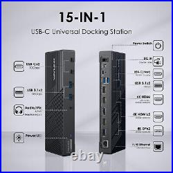 USB C Docking Station Triple 4K Display 3HDMI 2DP with160W Power Adapter 10Gbps