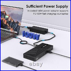 USB C Docking Station Triple 4K Display 3HDMI 2DP with160W Power Adapter 10Gbps