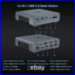 USB C Docking Station Triple Monitor, 16 in 1 Laptop Docking Station SEE BELOW