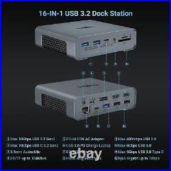 USB C Docking Station Triple Monitor, 16 in 1 Laptop Docking Station USB C Dock